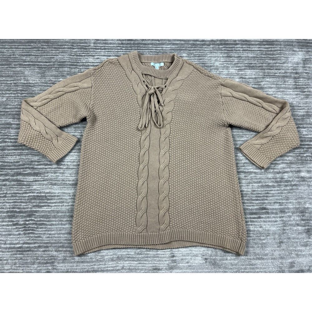She + Sky Sweater Womens Large Brown Knit Long Sleeve Heavyweight